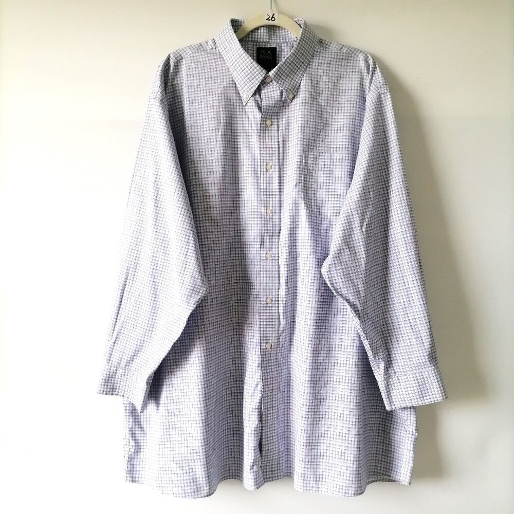 Jos A Bank Mens Blue Long Sleeve Traditional Fit Button Down Shirt Size 34